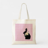 Pasen Bunny Rabbit Silhouette Flowers Houndstooth Tote Bag (Achterkant)