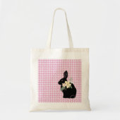 Pasen Bunny Rabbit Silhouette Flowers Houndstooth Tote Bag (Voorkant)