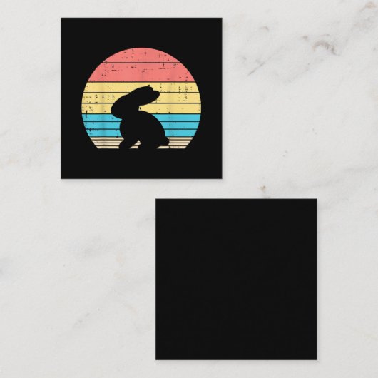 Pasen Bunny Rabbit Silhouette Sunset Retro Vierkante Visitekaartje (Voorkant / Achterkant)