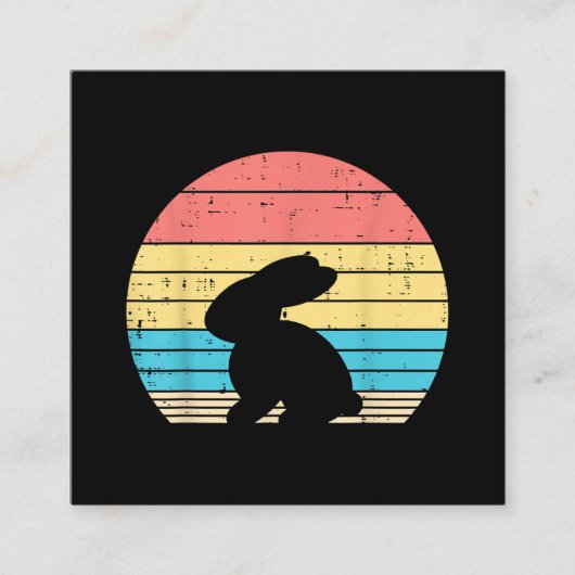 Pasen Bunny Rabbit Silhouette Sunset Retro Vierkante Visitekaartje (Voorkant)