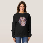 Pasen Bunny Rabbit Wearing Glasses Roze Leopard P Trui (Voorkant volledig)