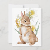 Pasen Bunny Rabbit Yellow Daffodil Flower Spring Feestdagenkaart (Voorkant)
