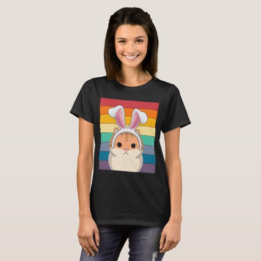 Pasen Bunny Retro  stijlkaart met konijn E T-shirt (Voorkant volledig)