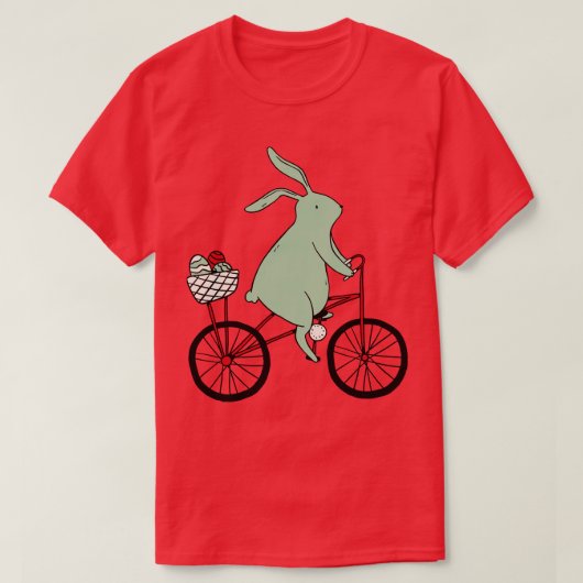 Pasen Bunny Riding Bike T-shirt (Design voorkant)
