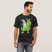 Pasen Bunny Riding Dinosaur T Rex Easter Kinder Bo T-shirt (Voorkant volledig)