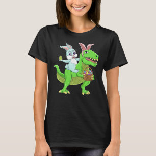 Pasen Bunny Riding Dinosaur T Rex Easter Kinder Bo T-shirt