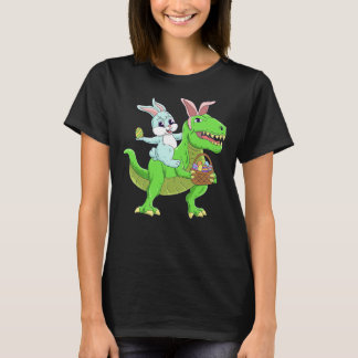 Pasen Bunny Riding Dinosaur T Rex Easter Kinder Bo T-shirt