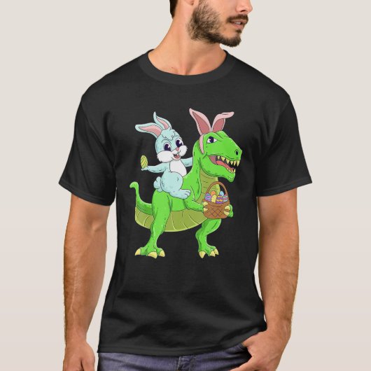 Pasen Bunny Riding Dinosaur T Rex Easter Kinder Bo T-shirt (Voorkant)