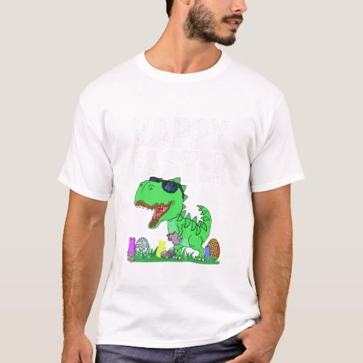 Pasen bunny Riding Trex Chicken Funny Boys Pasen T-shirt (Voorkant)