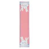 Pasen Bunny Roze Blauwe  Retro Pset Cute Korte Tafelloper (Voorkant)