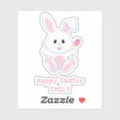 Pasen Bunny Roze Tulip Feestdagen met persoonlijke Sticker (Vel)