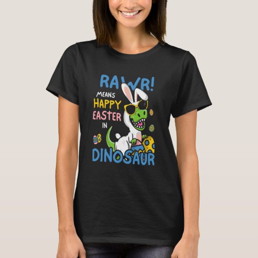 Pasen Bunny Saurus Rex Kinder dinosaurus Pasen T-shirt (Voorkant)