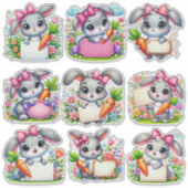 Pasen Bunny Sign Houders Set 3 Sticker (Voorkant)