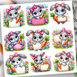 Pasen Bunny Sign Houders Set 3 Sticker