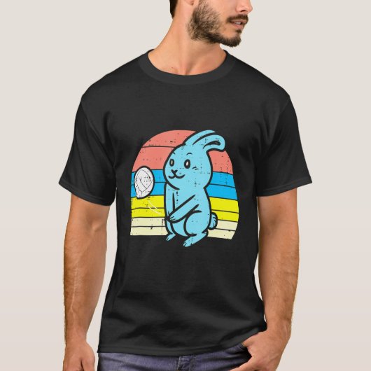 Pasen Bunny Spelen Volleyball Retro Sports Mannen  T-shirt (Voorkant)
