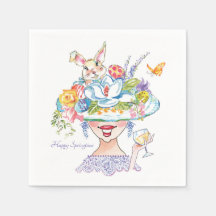 Pasen Bunny Spring Bonnet  Lady Napkins