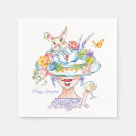 Pasen Bunny Spring Bonnet  Lady Napkins Servet