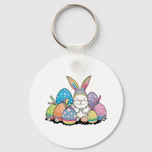 Pasen Bunny Spring Cute Gnome Easter Egg Hunting Sleutelhanger (Voorkant)