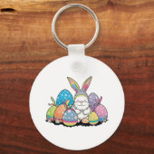 Pasen Bunny Spring Cute Gnome Easter Egg Hunting Sleutelhanger (Voorkant)