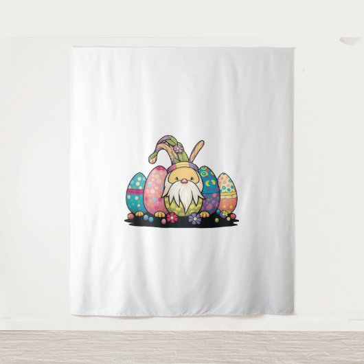 Pasen Bunny Spring Cute Gnome Easter Egg Hunting Wandkleed (Voorkant)