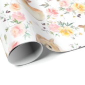 Pasen Bunny Spring Floral Cadeaupapier (Rol Hoek)