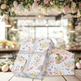 Pasen Bunny Spring Floral Cadeaupapier