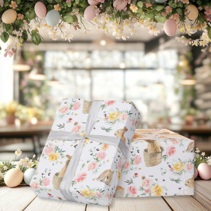 Pasen Bunny Spring Floral Cadeaupapier