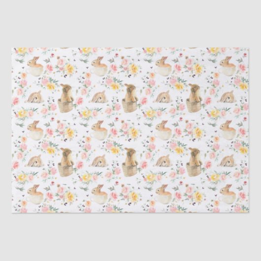 Pasen Bunny Spring Floral Tissuepapier (Voorkant)