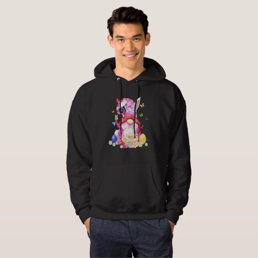 Pasen Bunny Spring Gnome Easter Egg Hunting and B Hoodie (Voorkant volledig)