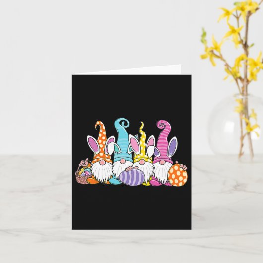 Pasen Bunny Spring Gnome Easter Egg Hunting and B Kaart (Gele Bloem)