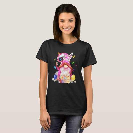 Pasen Bunny Spring Gnome Easter Egg Hunting and B T-shirt (Voorkant volledig)