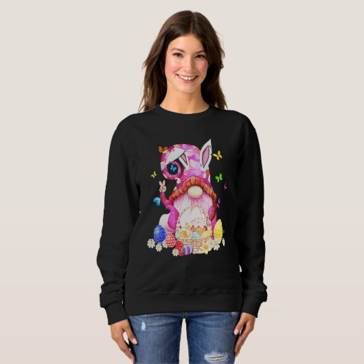 Pasen Bunny Spring Gnome Easter Egg Hunting and B Trui (Voorkant volledig)