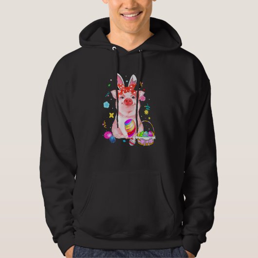Pasen Bunny Spring Pig Bow Egg Basket Col Hoodie (Voorkant)