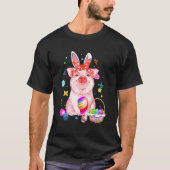 Pasen Bunny Spring Pig Bow Egg Basket Col T-shirt (Voorkant)