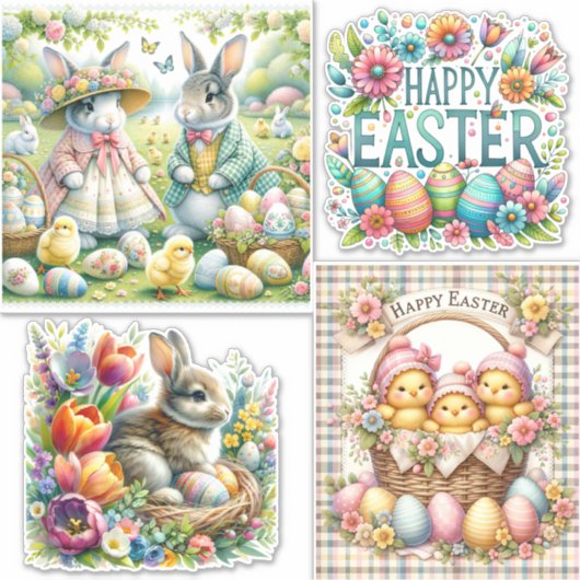 Pasen Bunny Springtime Vakantie Vrolijk Plezier Sticker (Voorkant)