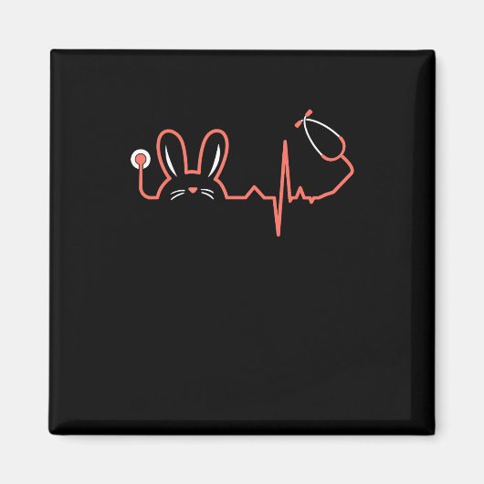 Pasen Bunny Stethoscoop Zurse Doctor Rabbit Scrub Magneet (Voorkant)