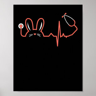 Pasen Bunny Stethoscoop Zurse Doctor Rabbit Scrub Poster