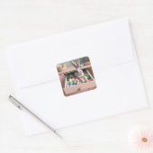 Pasen Bunny Surprise Vierkante Sticker (Envelop)