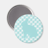 Pasen Bunny Swirls Magnet, Light Blue Magneet (Voorkant / Achterkant)