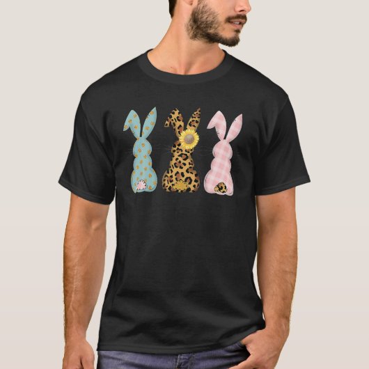 Pasen Bunny Trio Rabbit Leopard Matching Cute T-shirt (Voorkant)