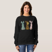 Pasen Bunny Trio Rabbit Leopard Matching Cute Trui (Voorkant volledig)