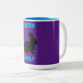Pasen bunny twee tonde mok. Persoonlijke naam. Tweekleurige Koffiemok (Voorkant rechts)