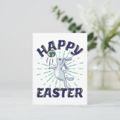 Pasen Bunny Volleyball Jump Serve Briefkaart (Staand voorkant)