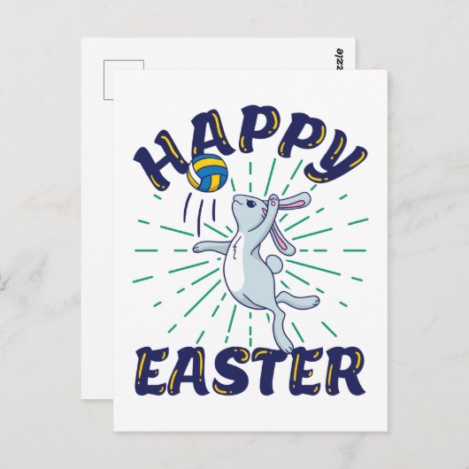 Pasen Bunny Volleyball Jump Serve Briefkaart (Voorkant / Achterkant)