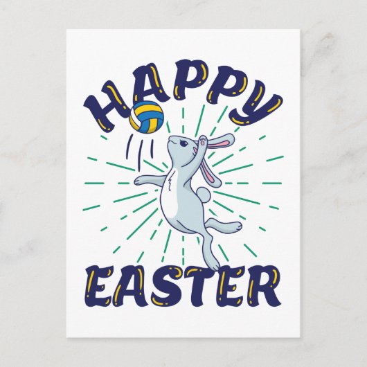 Pasen Bunny Volleyball Jump Serve Briefkaart (Voorkant)