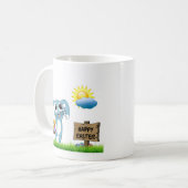 Pasen Bunny wenst een gelukkige Pasen Koffiemok (Voorkant links)