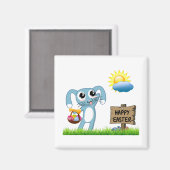 Pasen Bunny wenst een gelukkige Pasen Magneet (Voorkant / Achterkant)