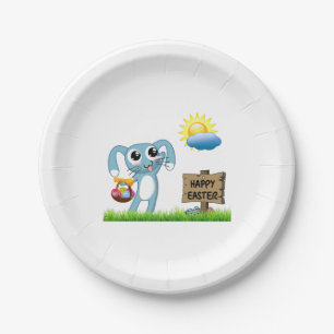 Pasen Bunny wenst een gelukkige Pasen Papieren Bordje