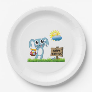 Pasen Bunny wenst een gelukkige Pasen Papieren Bordje