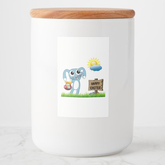 Pasen Bunny wenst een gelukkige Pasen Voedselcontainer Etiket (Voorkant)